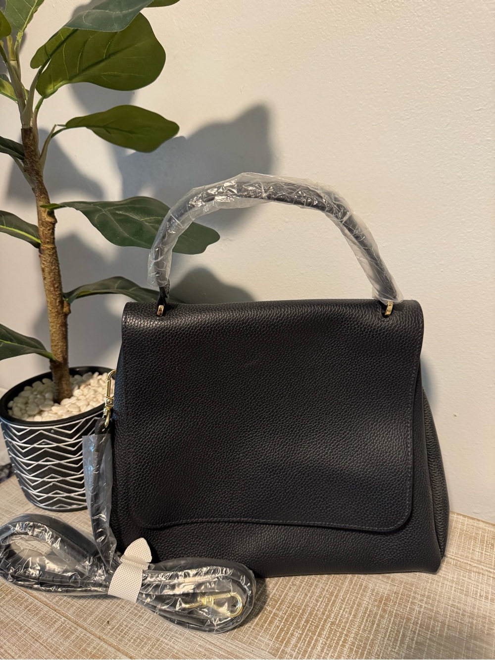 Estee Lauder Black Pebbled Top-Handle Crossbody Bag